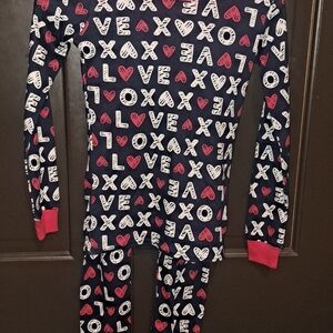 Place Kids Pajama Set with Love Print - Navy and Pink